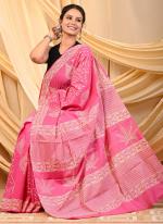 Cotton Pink Daily Wear Printed Saree